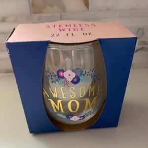 “Awesome Mom” Stemless Wine Glass (New in Box)